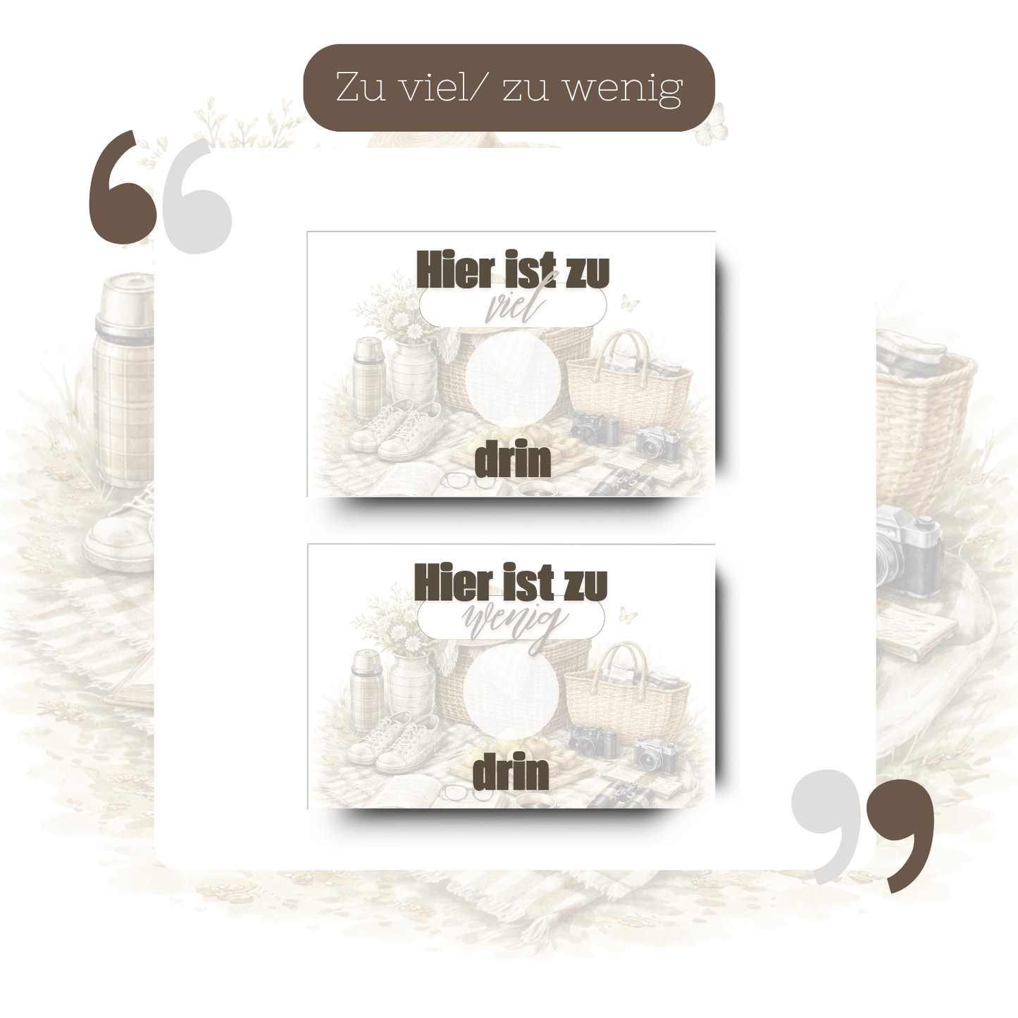 Zu viel / Zu wenig Kärtchen Freizeit