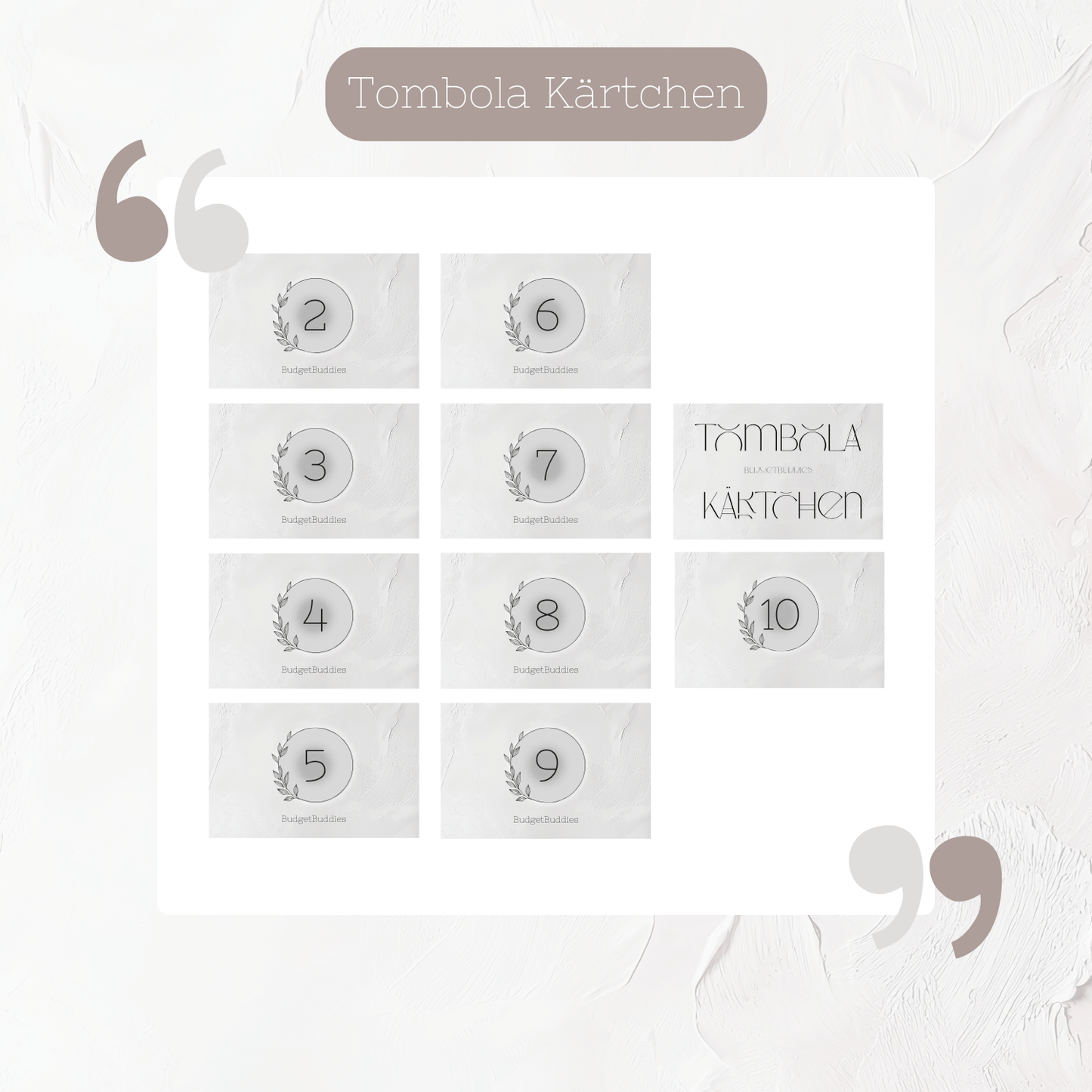 Tombola-Kärtchen 1-10