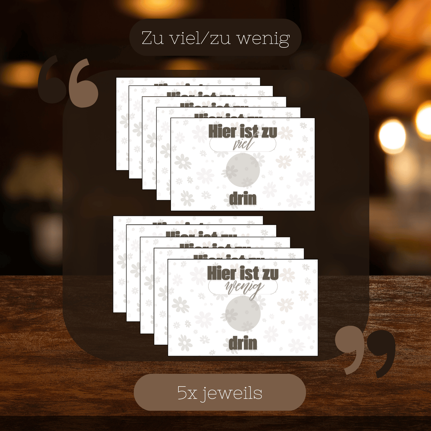 Zu viel / Zu wenig Kärtchen