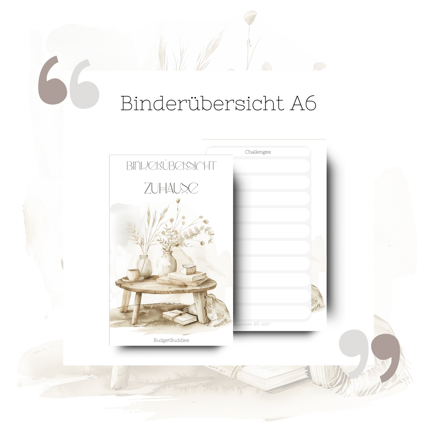 Binderübersicht Zuhause