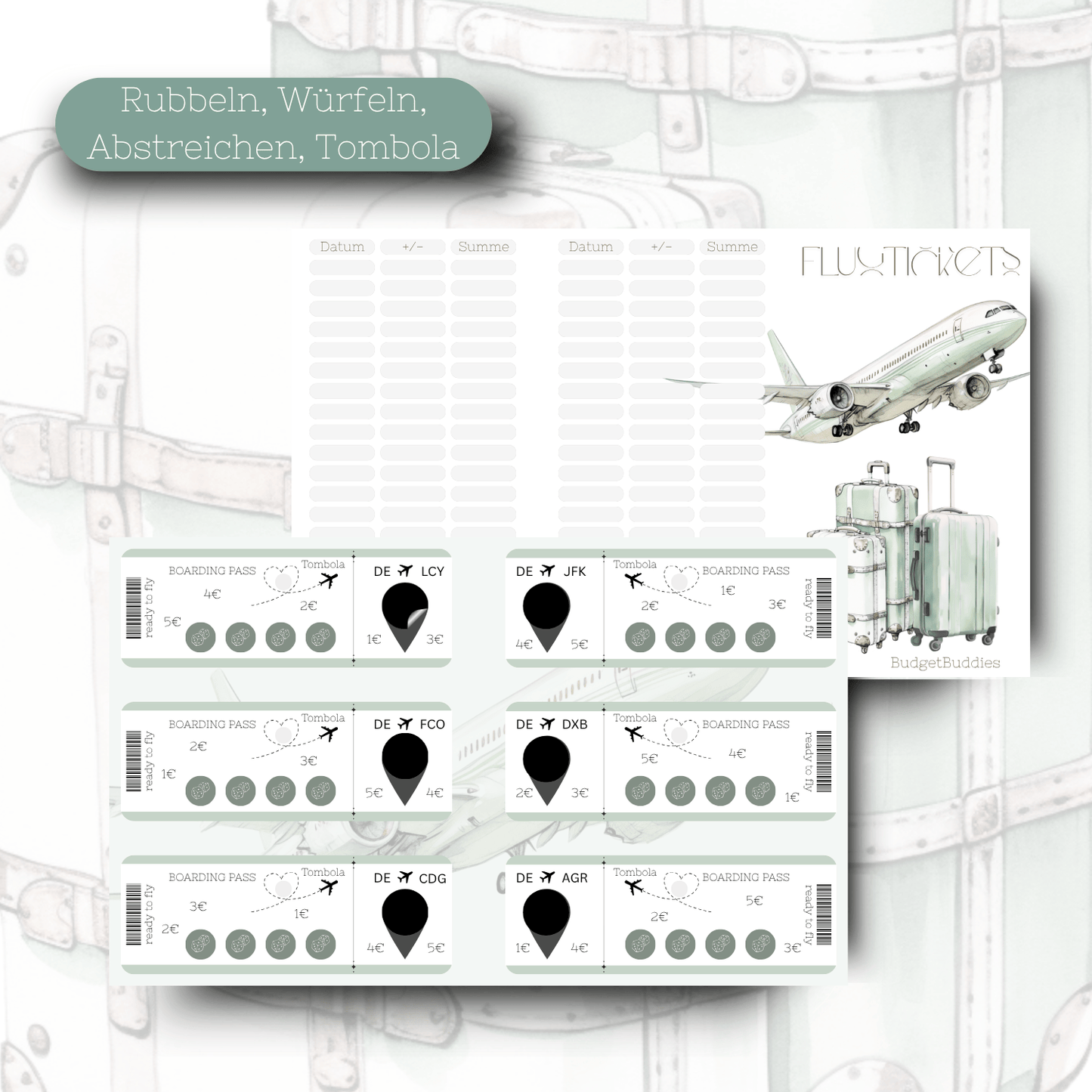 Flugtickets - 3er - Klappkarte A6