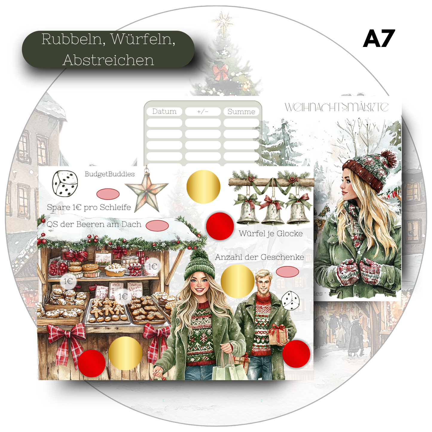 Weihnachtsmärkte - Klappkarte A7