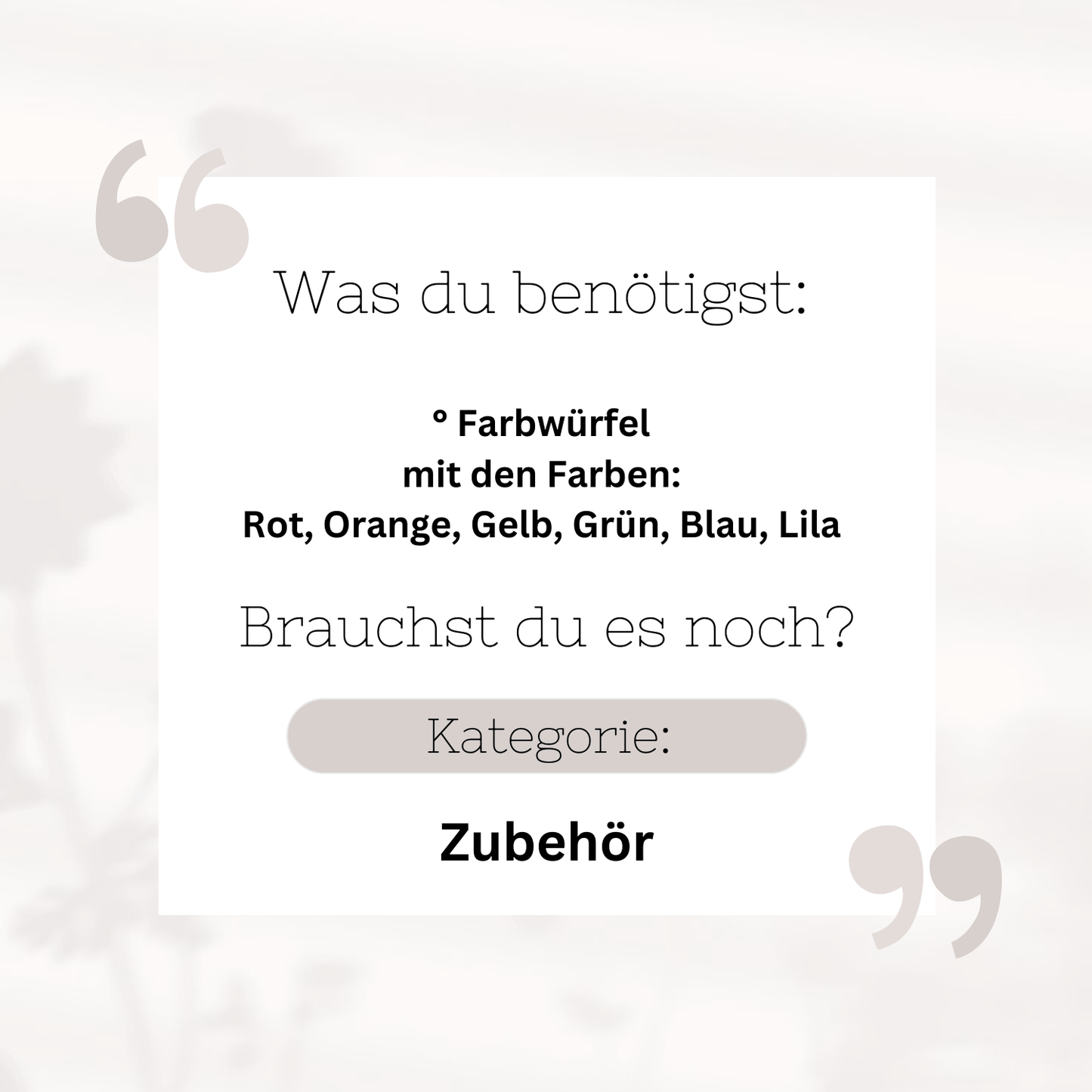 Wie oft denn noch - Farbenspiel -  A6